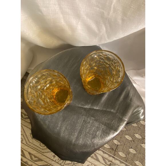 MCM TWO Anchor Hocking Lido Milano Amber Gold 12 oz 5.50 inch Drink Glasses VGUC - Picture 8 of 14